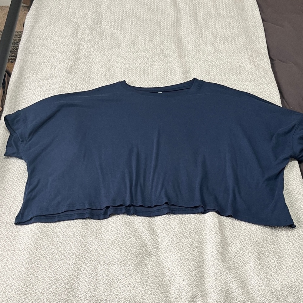 Relaxed Navy Boxy Crop Top
